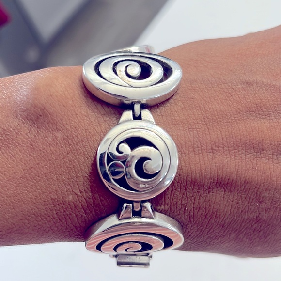 Brighton Jewelry - Brighton Contempo Link Bracelet Silver Plated Scrolled Oval Round Designs